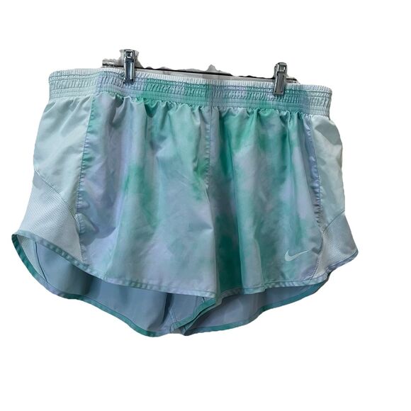 Nike Dri Fit Tempo Running Shorts Light Green Tie Dye Drawstring Womens Size XXL - Picture 1 of 9